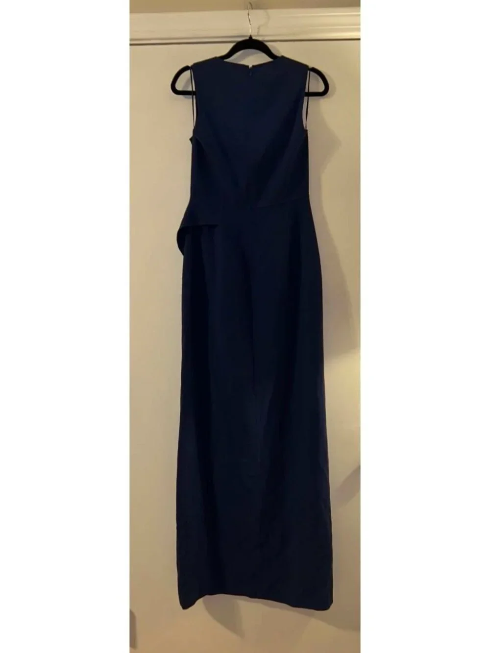NWT $2995 Michael Kors Asymmetrical Ruffle Cascading Crepe Gown Navy Size 8